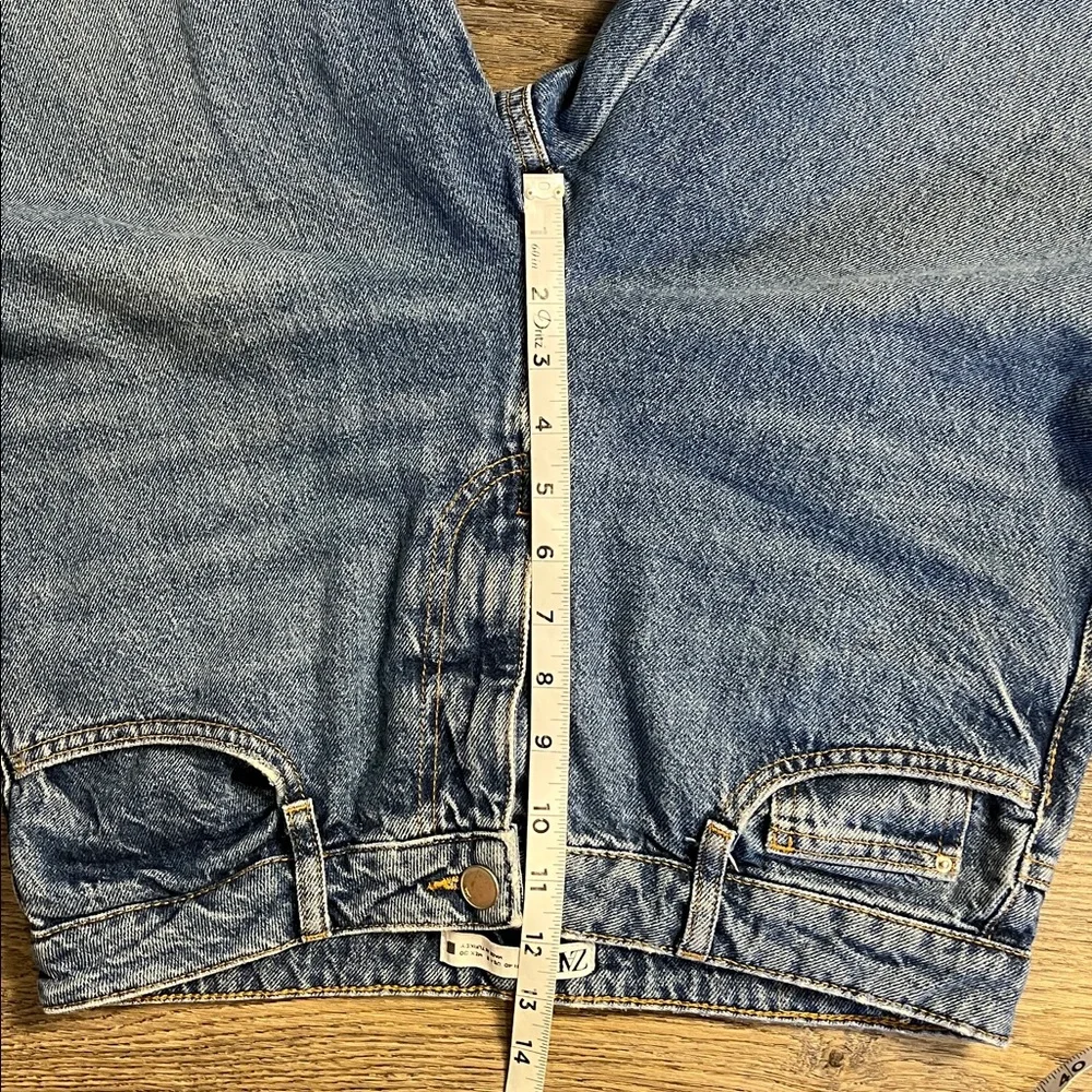 Zara Denim Cutoff Long Bermuda Jean Shorts Size 8